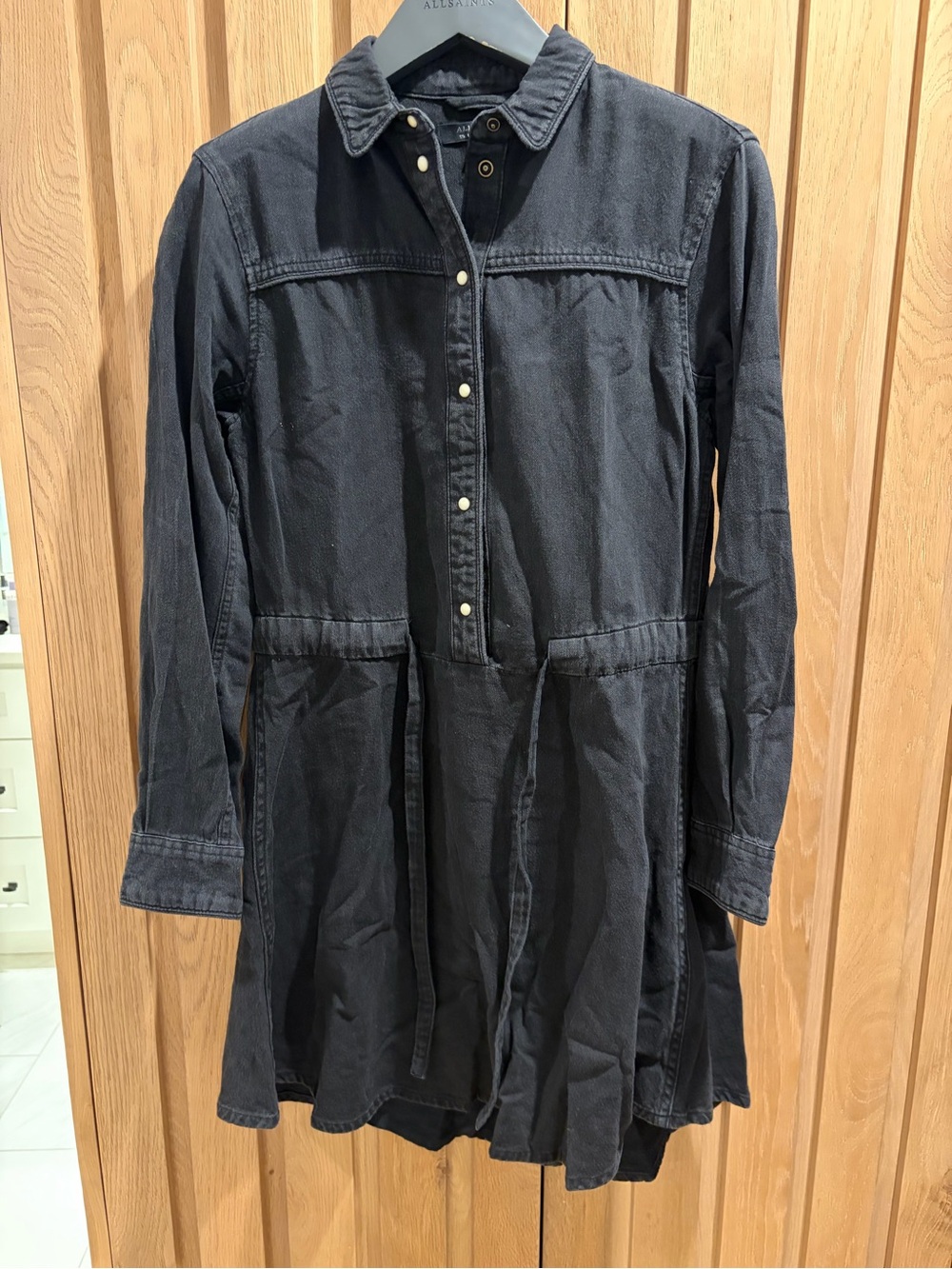 AllSaints Black Denim Long Sleeve Dress